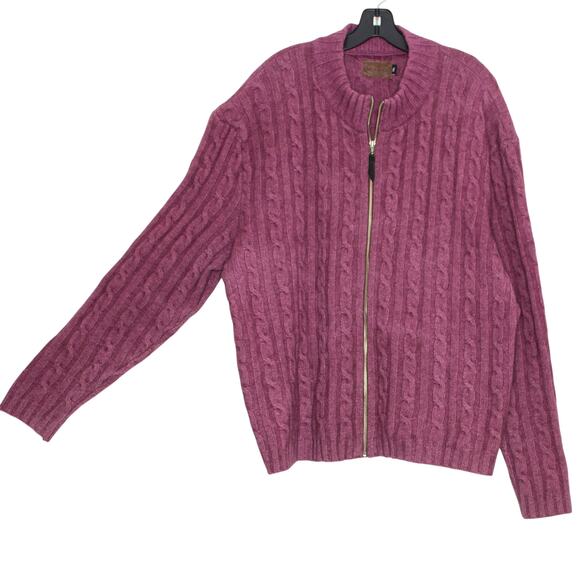 McDonald Cardigan Cable Knit Possum Fur Lambswool New Zealand Academia Zip XXL - Picture 7 of 8